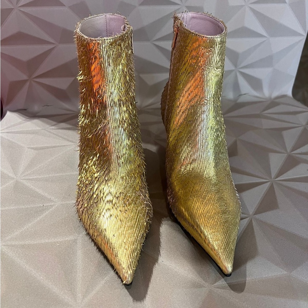 AGL MADE IN ITALY Gold Women's Ankle Boots Diamond shaped heel| size EU39